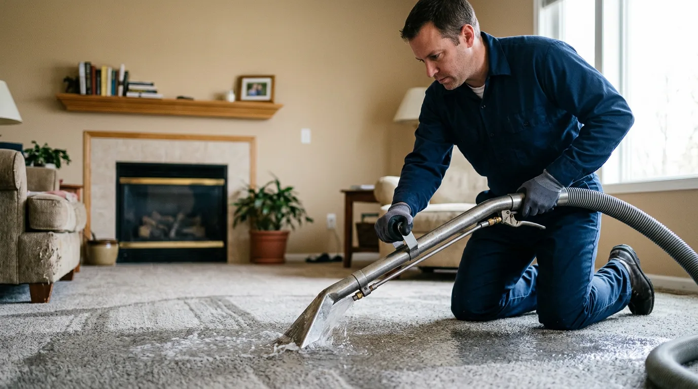 Water damage restoration technician working near Dickinson, TX
